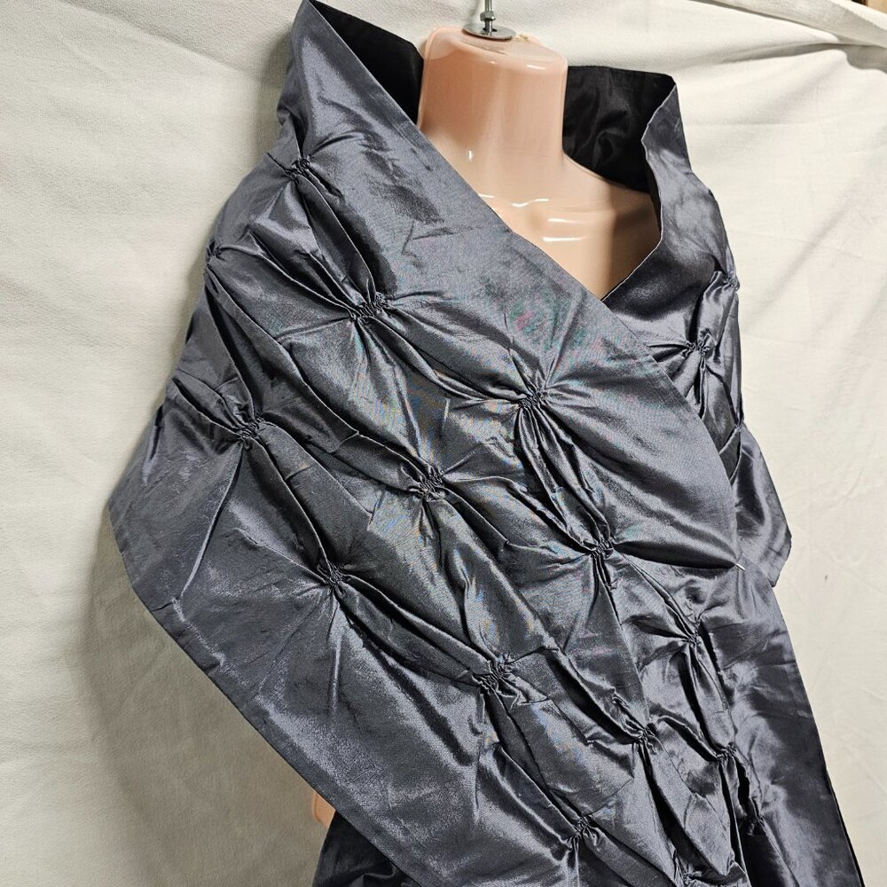 Richard K Tsao Ruched Satin Stole Gray Wrap - Picture 4 of 10